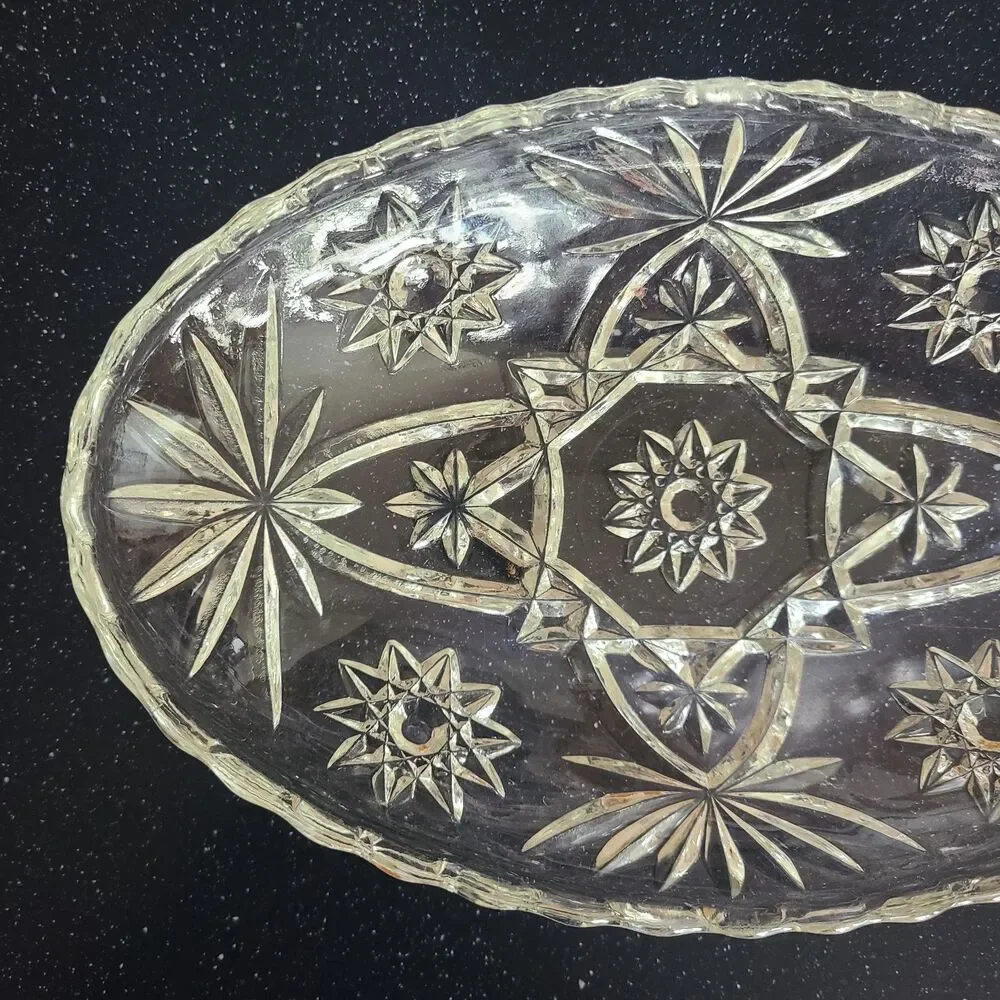 Vintage 1950s 1960s Pressed Patterned Glass Dishes Starburst Floral Fruit Styles